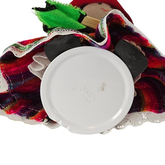 Handmade Bolivian Cloth Doll 9" Traditional Dress Red Hat Colorful Skirt & Beads - Picture 2 of 16